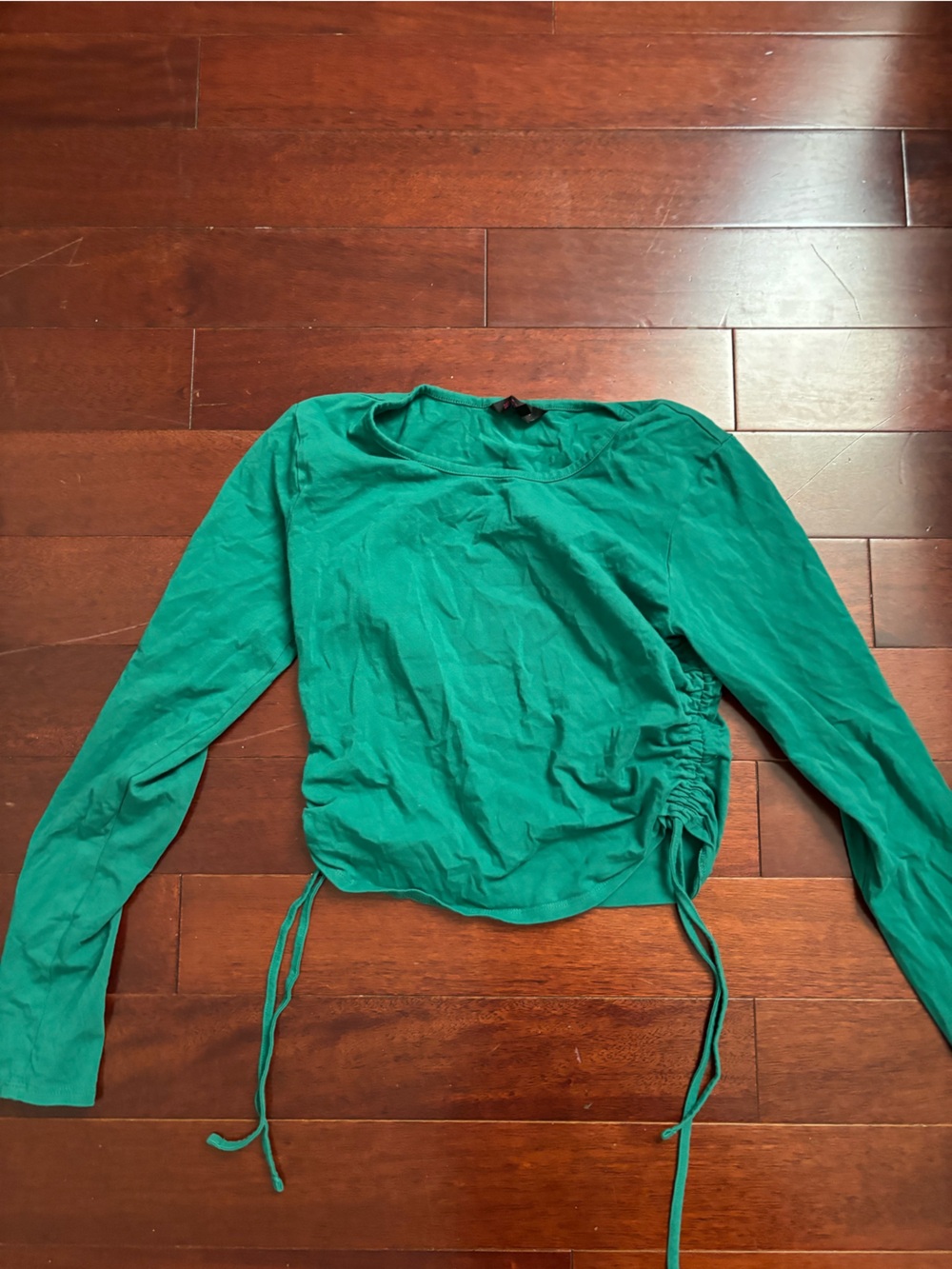 NOBO Emerald Green Long-Sleeve Side-Ruched Crop Top